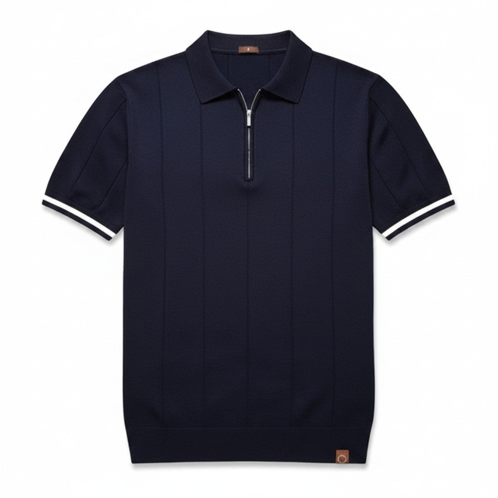 トップス Pedestal polo tee jellyyabashi Eros | Polo Shirt – Zip Collar with Vertical Knit Texture – Canelli