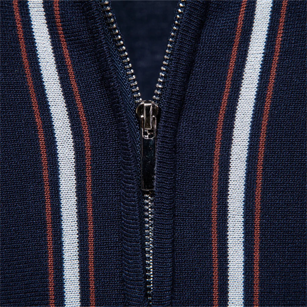 REED | Retro Stripe Zip Polo Shirt