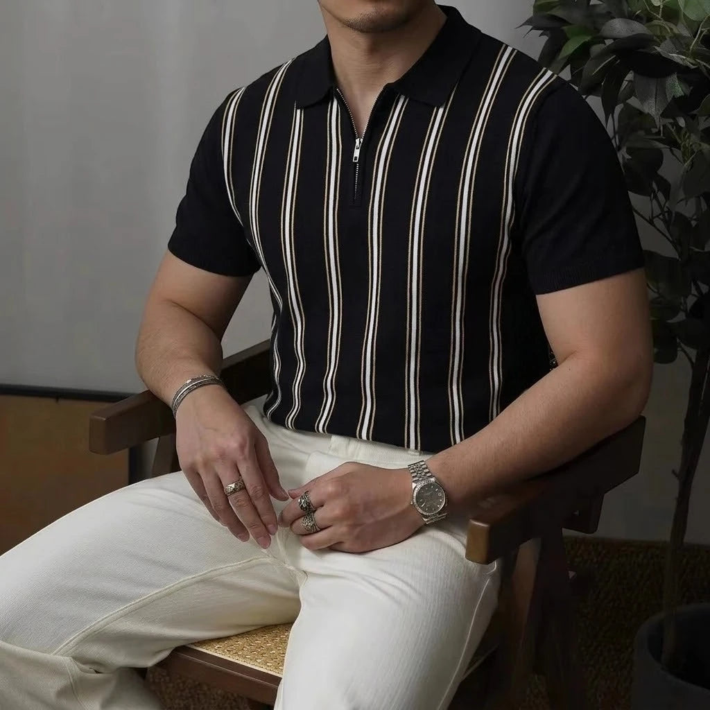 REED | Retro Stripe Zip Polo Shirt