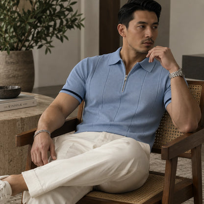 EROS II | Tipped Cuff Zip Polo Shirt