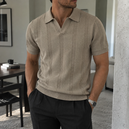 SANTE | Textured Panel Polo Shirt