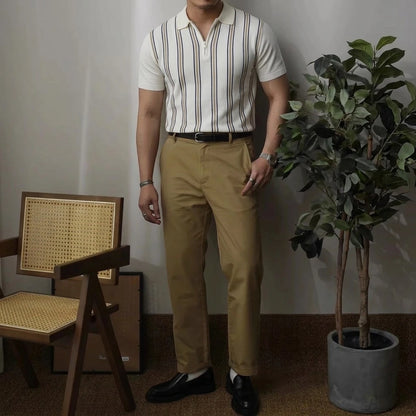 REED | Retro Stripe Zip Polo Shirt