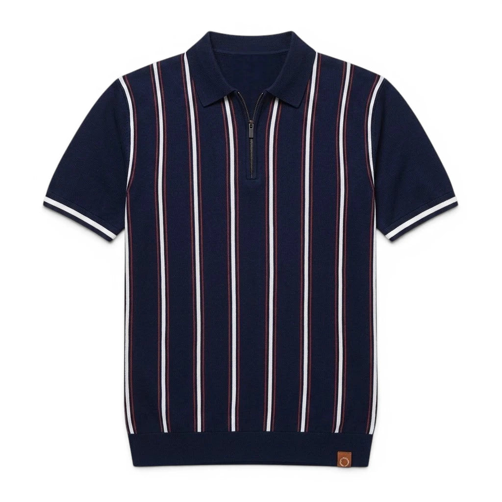 REED | Retro Stripe Zip Polo Shirt