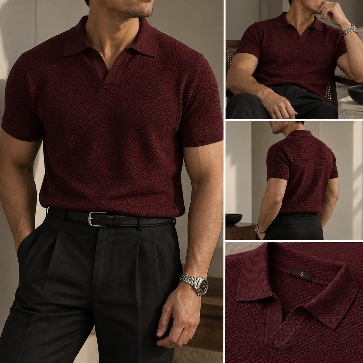 LINO II | Waffle Knit Polo Shirt