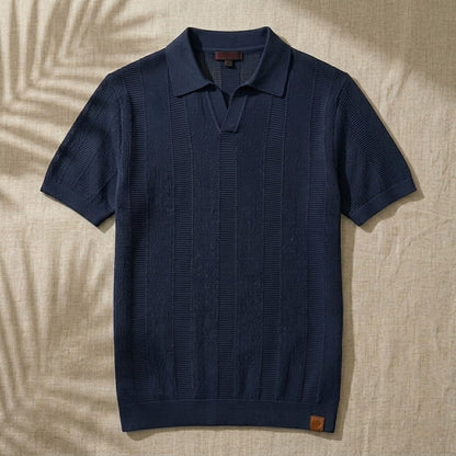 SANTE | Textured Panel Polo Shirt