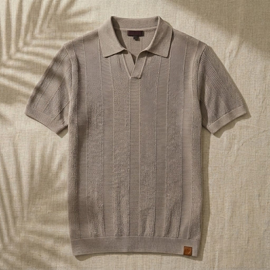 SANTE | Textured Panel Polo Shirt