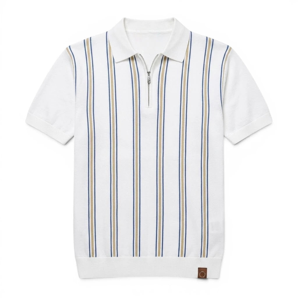 REED | Retro Stripe Zip Polo Shirt