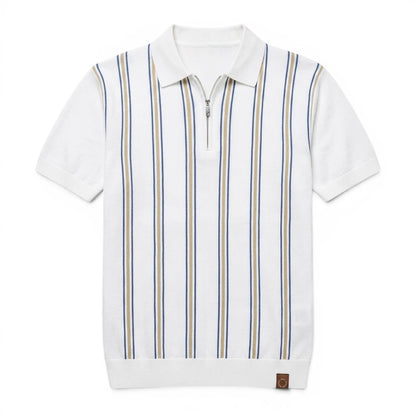 REED | Retro Stripe Zip Polo Shirt