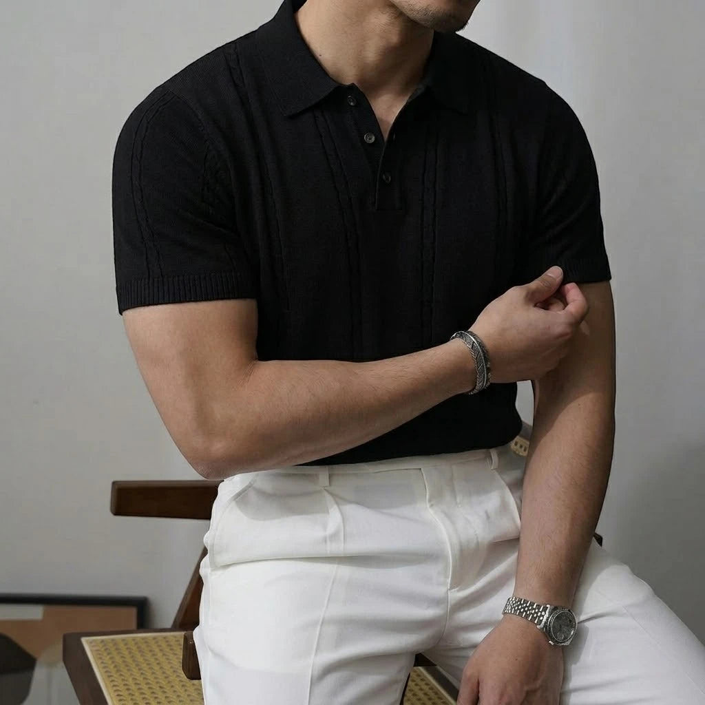COLE | Ribbed Texture Polo Shirt