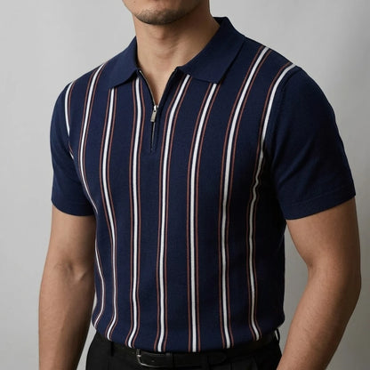 REED | Retro Stripe Zip Polo Shirt