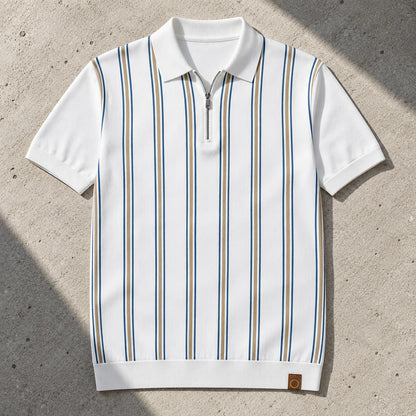 REED | Retro Stripe Zip Polo Shirt