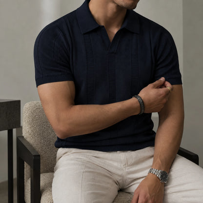 SANTE | Textured Panel Polo Shirt
