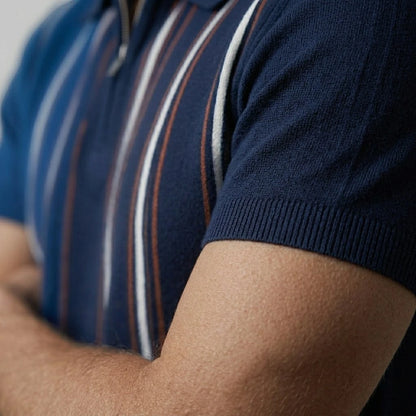 REED | Retro Stripe Zip Polo Shirt