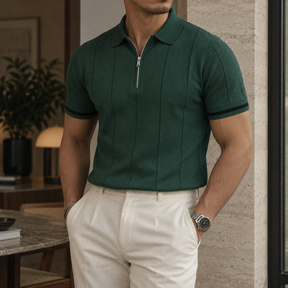 EROS II | Tipped Cuff Zip Polo Shirt