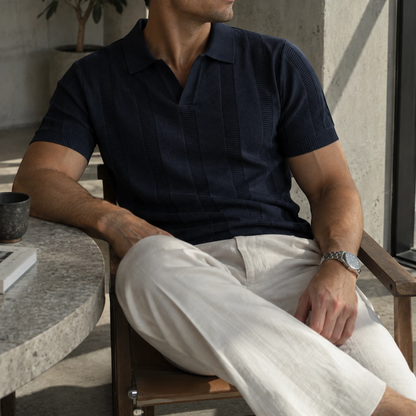 SANTE | Textured Panel Polo Shirt