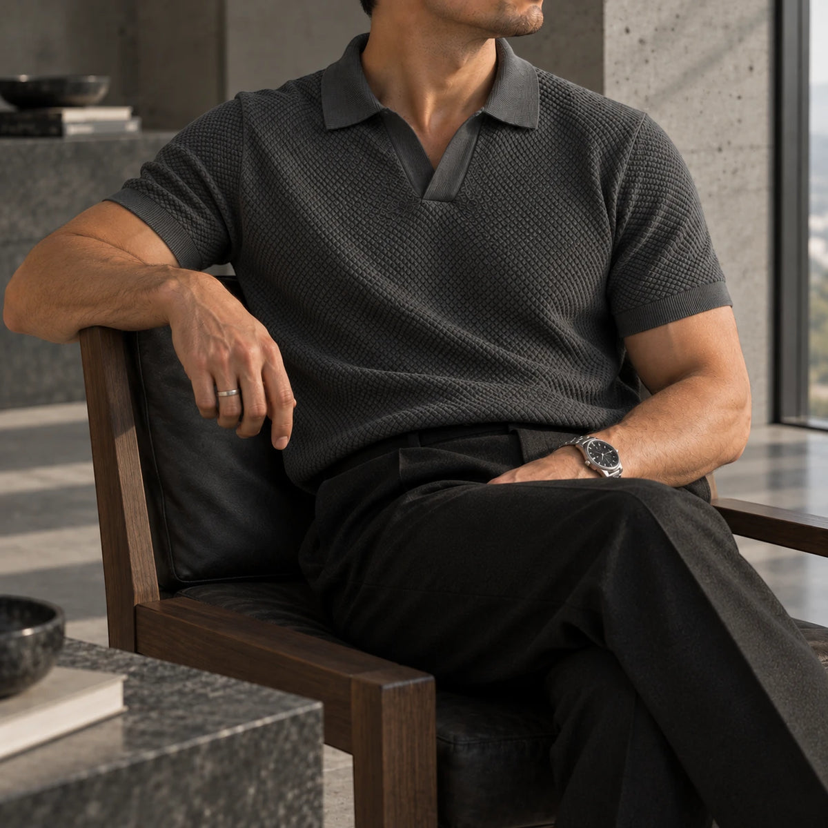 LINO II | Waffle Knit Polo Shirt