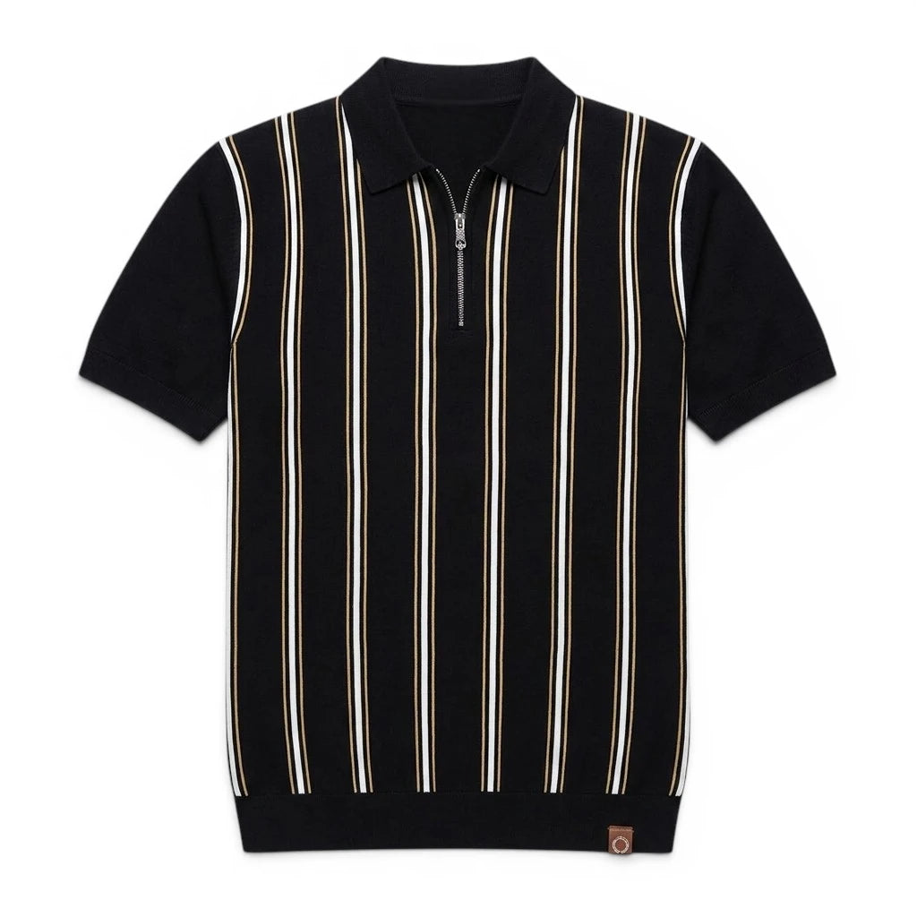 REED | Retro Stripe Zip Polo Shirt