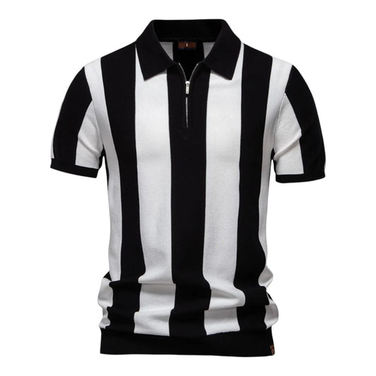 LORIS | Bold Stripe Zip Polo Shirt